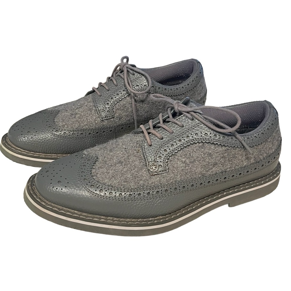 G/Fore Longwing Gallivanter Mens Sz 8 Spikeless Golf Shoes Gray Wool/Leather EUC